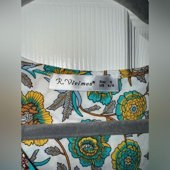 R.Vivimos Women's Long Sleeve Boho Floral Print Mini Tunic Dress Size Small EUC - Picture 4 of 6